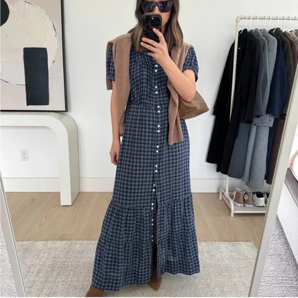 Doen Revi Dress in Bleu Cottage Plaid - Picture 3 of 14